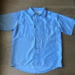 Drake Men's Steel Blue Casual Button Down Shirt-Size Medium